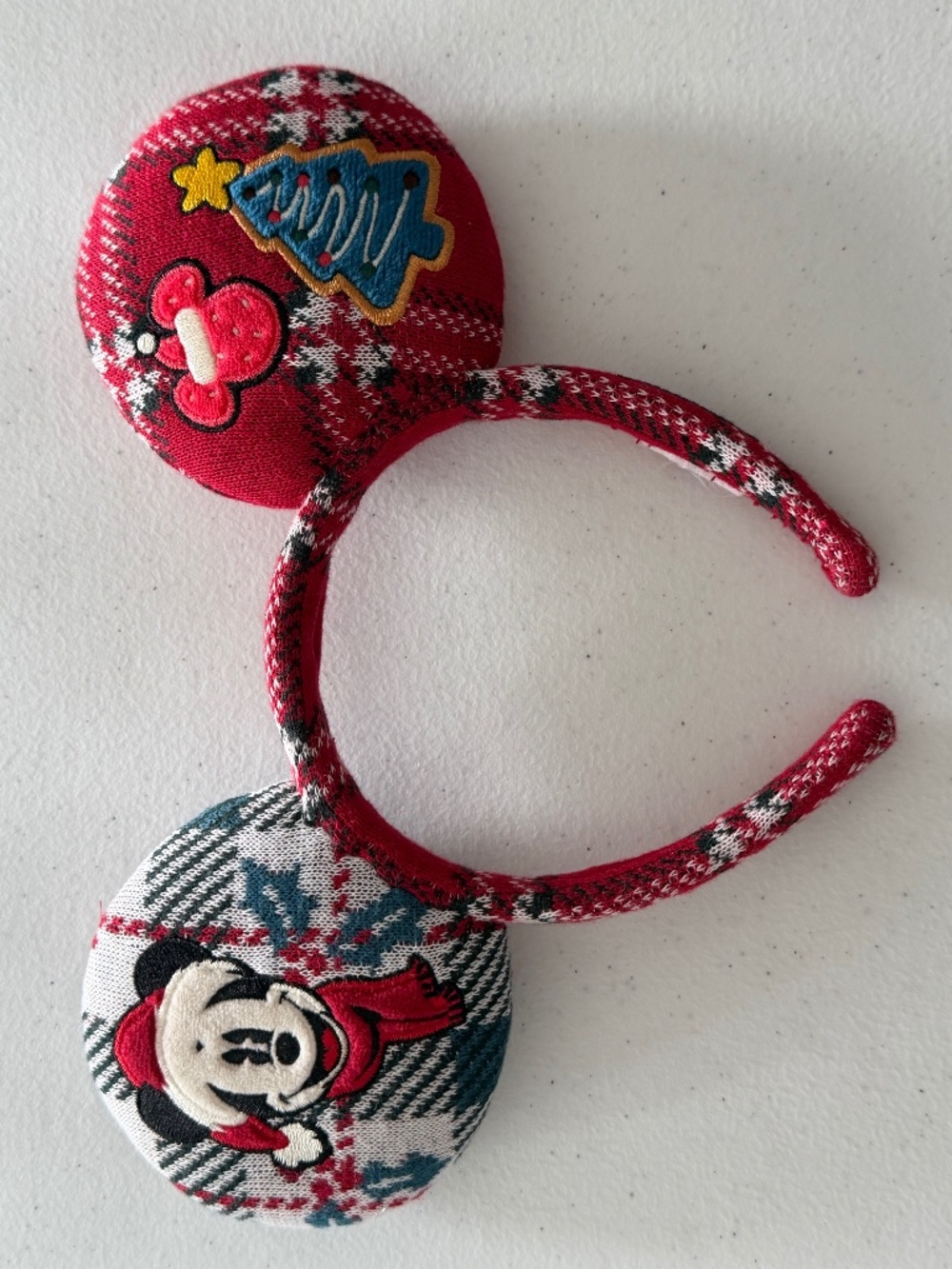 Disney Minnie Mouse Christmas Holiday Plaid Mickey Ears Headband Adult